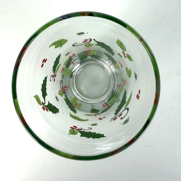 Vintage Libbey Holiday Holly 14 Ounce Tumbler Glass, Green Holly w Red Berries - Picture 5 of 7